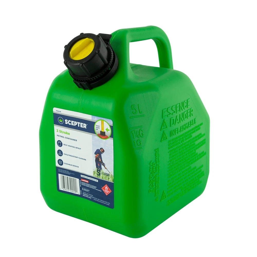 SCEPTER 5L Green Plastic 2 Stroke Fuel Can-No Vent FUE8265 1 SCEPTER 5L Green Plastic 2 Stroke Fuel Can-No Vent FUE8265