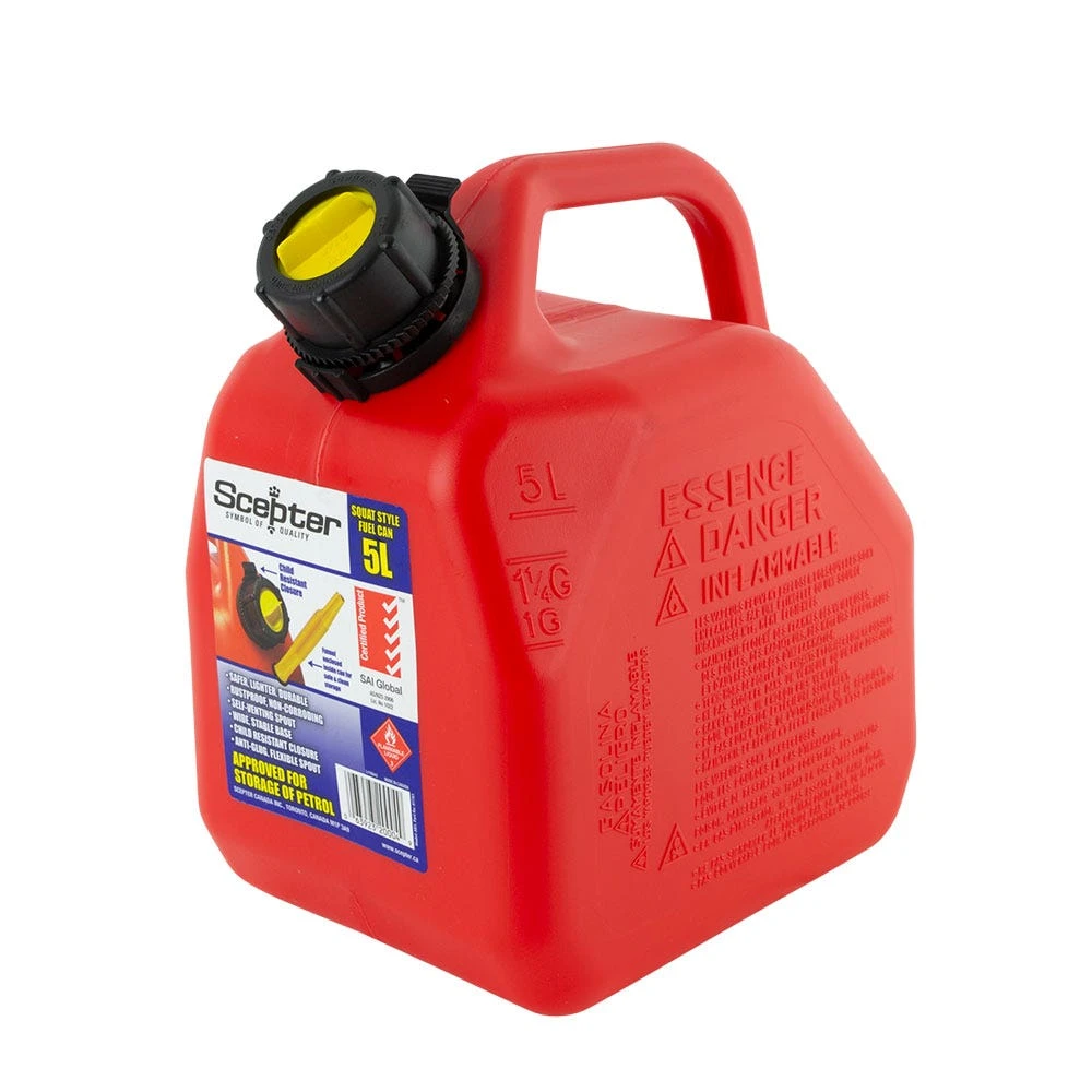 SCEPTER 5L Red Plastic Fuel Can-No Vent FUE8063