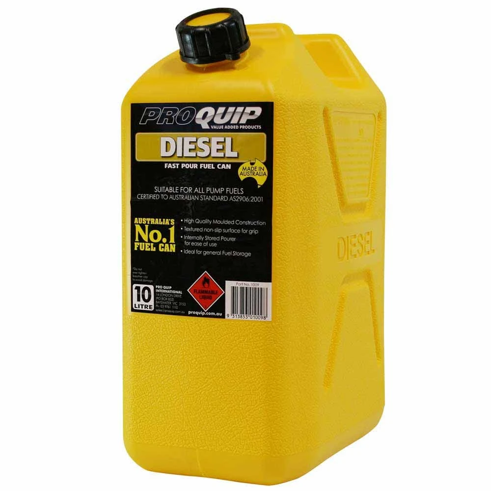 Pro Quip PROQUIP 10L Plastic Fast Pour Fuel Can - Diesel Yellow 1009 1 Pro Quip PROQUIP 10L Plastic Fast Pour Fuel Can - Diesel Yellow 1009